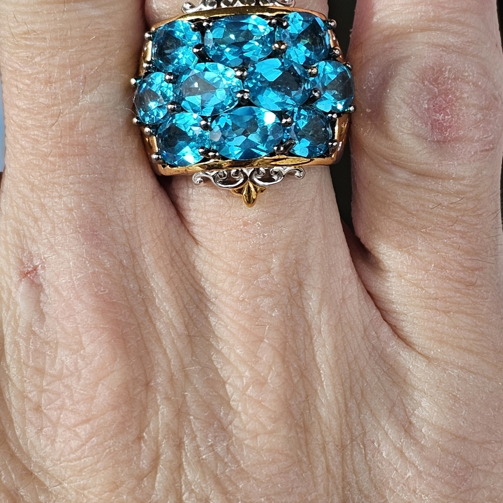 Natural Paraiba Blue Topaz Ring Palladium Sterling Silver Size 6! NWT - Picture 7 of 7